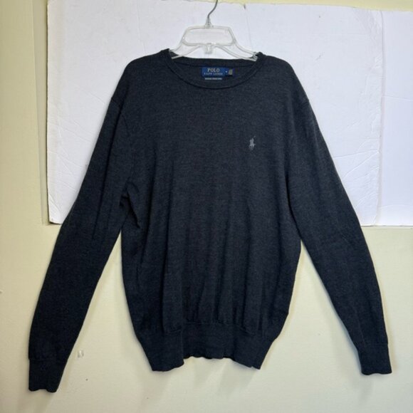 POLO RALPH LAUREN Washable Wool Crewneck Sweater Jumper Logo Top Minimalist M - Picture 2 of 15